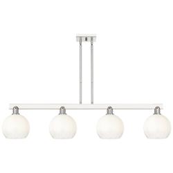 Brookhaven Globe 48"W 4 Light Nickel Stem Island Light w/ Opal Shade