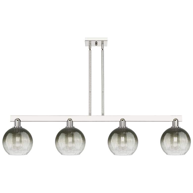 Image 1 Brookhaven Globe 48"W 4 Light Nickel Stem Island Light w/ Slate Shade