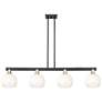 Brookhaven Globe 48"W 4-Lt Black Brass Stem Island-Lt w/ Opal Shade
