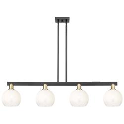 Brookhaven Globe 48"W 4-Lt Black Brass Stem Island-Lt w/ Opal Shade