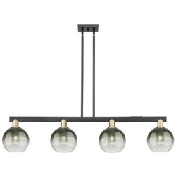 Brookhaven Globe 48"W 4-Lt Black Brass Stem Island-Lt w/ Slate Shade