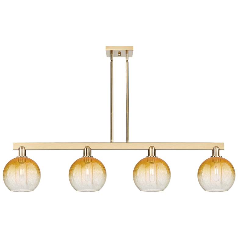Image 1 Brookhaven Globe 48"W 4-Lt Champagne Stem Island-Lt w/ Amber Shade