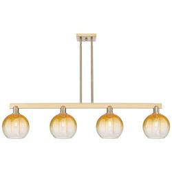 Brookhaven Globe 48"W 4-Lt Champagne Stem Island-Lt w/ Amber Shade
