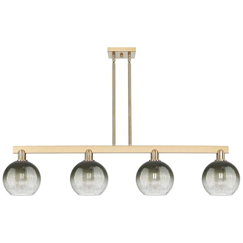 Image 1 Brookhaven Globe 48"W 4-Lt Champagne Stem Island-Lt w/ Slate Shade
