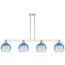 Brookhaven Globe 48"W 4-Lt Nickel Stem Island-Lt w/ Sapphire Shade