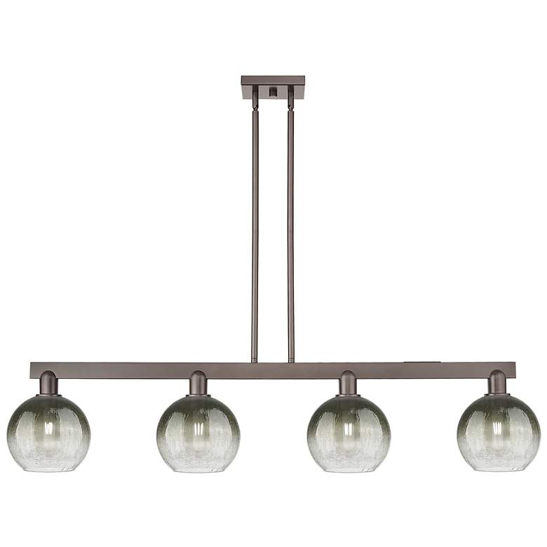 Image 1 Brookhaven Globe 48"W 4-Lt Oil Rubbed Bronze Stem Island-Lt w/ Slate Shade
