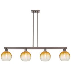 Brookhaven Globe 48"W 4-Lt Oiled Bronze Stem Island-Lt w/ Amber Shade