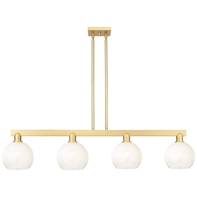 Image 1 Brookhaven Globe 48"W 4-Lt Satin Gold Stem Island-Lt w/ Opal Shade