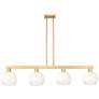 Brookhaven Globe 48"W 4-Lt Satin Gold Stem Island-Lt w/ Opal Shade
