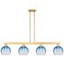 Brookhaven Globe 48"W 4-Lt Satin Gold Stem Island-Lt w/ Sapphire Shade