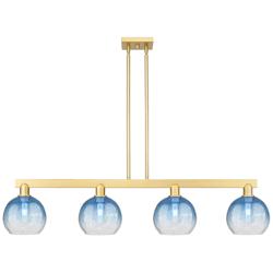 Brookhaven Globe 48"W 4-Lt Satin Gold Stem Island-Lt w/ Sapphire Shade