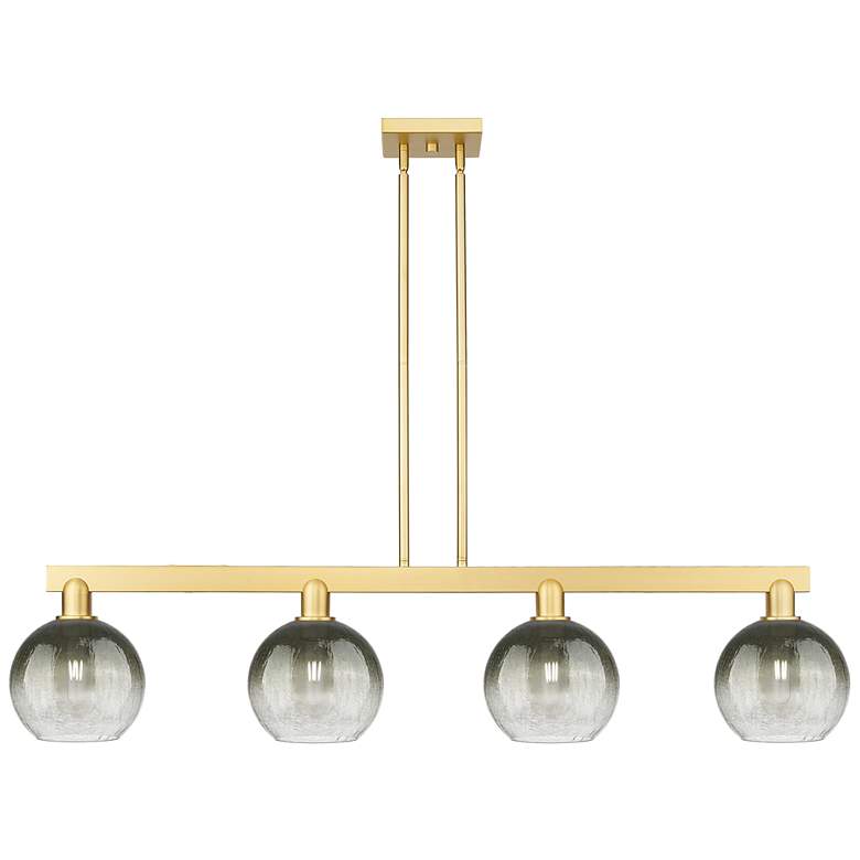 Image 1 Brookhaven Globe 48"W 4-Lt Satin Gold Stem Island-Lt w/ Slate Shade