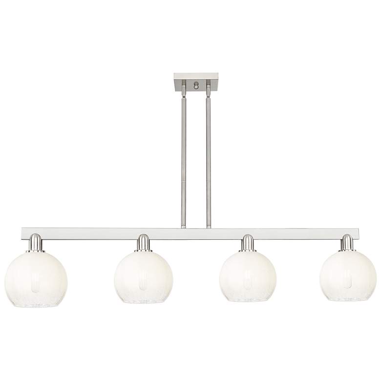 Image 1 Brookhaven Globe 48"W 4-Lt Satin Nickel Stem Island-Lt w/ Opal Shade