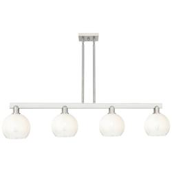Brookhaven Globe 48"W 4-Lt Satin Nickel Stem Island-Lt w/ Opal Shade