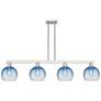 Brookhaven Globe 48"W 4-Lt Satin Nickel Stem Island-Lt w/ Sapphire Shade