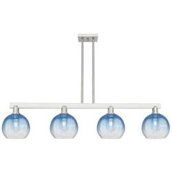 Brookhaven Globe 48"W 4-Lt Satin Nickel Stem Island-Lt w/ Sapphire Shade