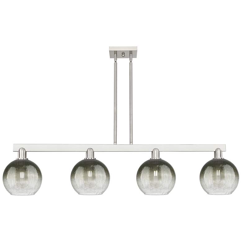 Image 1 Brookhaven Globe 48"W 4-Lt Satin Nickel Stem Island-Lt w/ Slate Shade