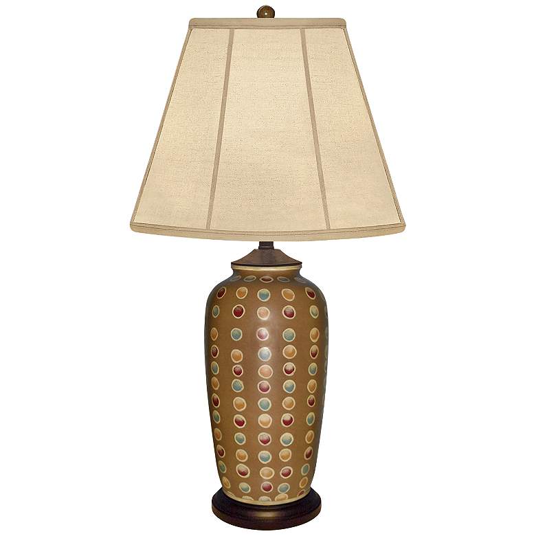 Image 1 Brookhaven Hand-Painted Mustard Brown Porcelain Table Lamp