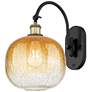 1_Brookhaven Sphere 16"H Black Antique Brass Swiveling Sconce w/ Amber Shade