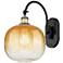 Brookhaven Sphere 16"H Black Antique Brass Swiveling Sconce w/ Amber Shade