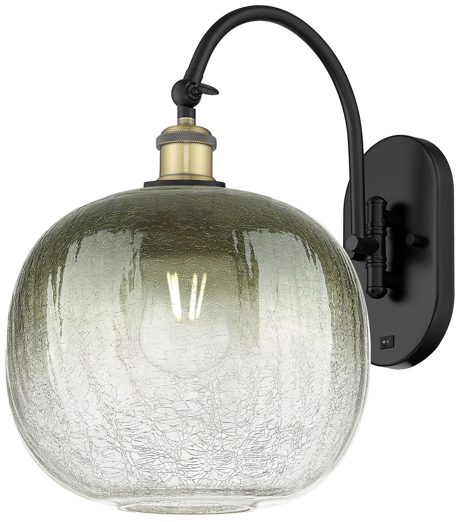 Brookhaven Sphere 16"H Black Antique Brass Swiveling Sconce w/ Slate Shade