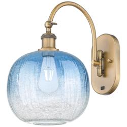 Brookhaven Sphere 16"H Brushed Brass Swiveling Sconce w/ Sapphire Shade