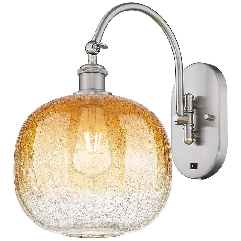 Image 1 Brookhaven Sphere 16"H Brushed Satin Nickel Swiveling Sconce w/ Amber Shade