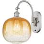 1_Brookhaven Sphere 16"H Brushed Satin Nickel Swiveling Sconce w/ Amber Shade