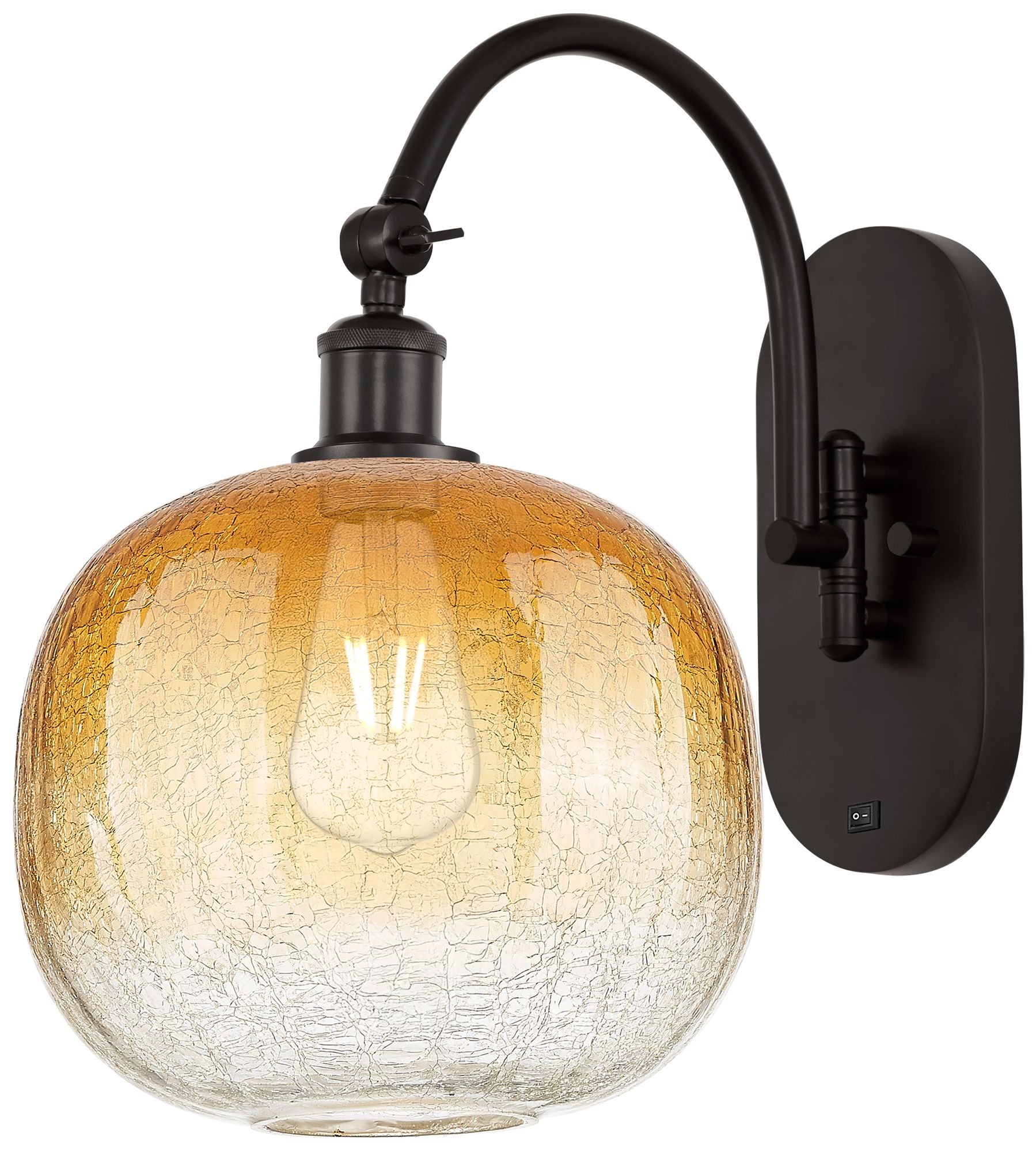 Brookhaven Sphere 16"H Oil Rubbed Bronze Swiveling Sconce w/ Amber Shade