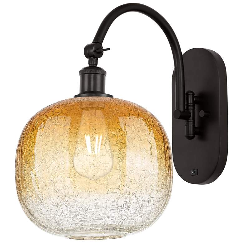 Image 1 Brookhaven Sphere 16"H Oil Rubbed Bronze Swiveling Sconce w/ Amber Shade