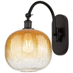 Brookhaven Sphere 16"H Oil Rubbed Bronze Swiveling Sconce w/ Amber Shade