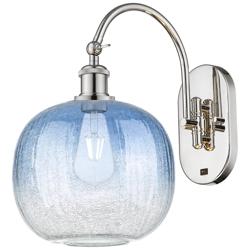 Brookhaven Sphere 16"H Polished Nickel Swiveling Sconce w/ Sapphire Shade