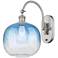 Brookhaven Sphere 16"H Satin Nickel Swiveling Sconce w/ Sapphire Shade