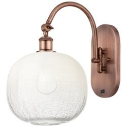 Brookhaven Sphere 16" High Antique Copper Swiveling Sconce with Opal Shade