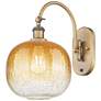 1_Brookhaven Sphere 16" High Brushed Brass Swiveling Sconce with Amber Shade