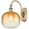 Brookhaven Sphere 16" High Brushed Brass Swiveling Sconce with Amber Shade