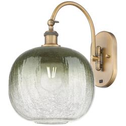 Brookhaven Sphere 16" High Brushed Brass Swiveling Sconce with Slate Shade
