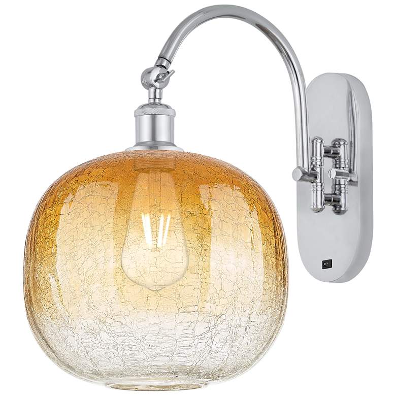 Image 1 Brookhaven Sphere 16" High Polished Chrome Swiveling Sconce w/ Amber Shade