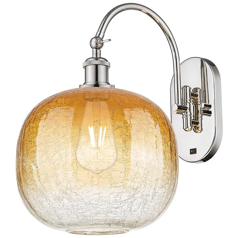 Image 1 Brookhaven Sphere 16" High Polished Nickel Swiveling Sconce w/ Amber Shade