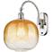Brookhaven Sphere 16" High Polished Nickel Swiveling Sconce w/ Amber Shade