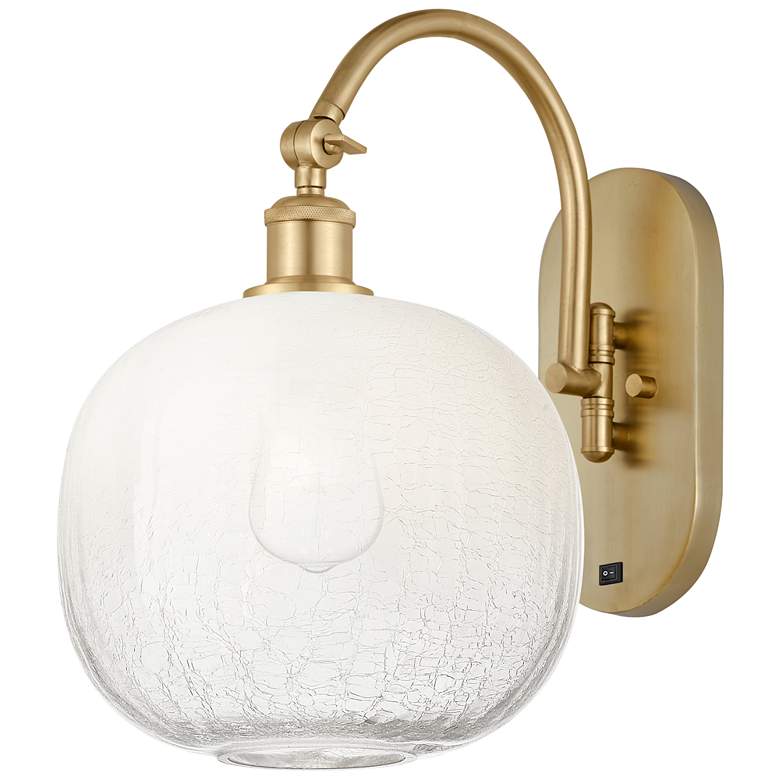 Image 1 Brookhaven Sphere 16" High Satin Gold Swiveling Sconce with Opal Shade
