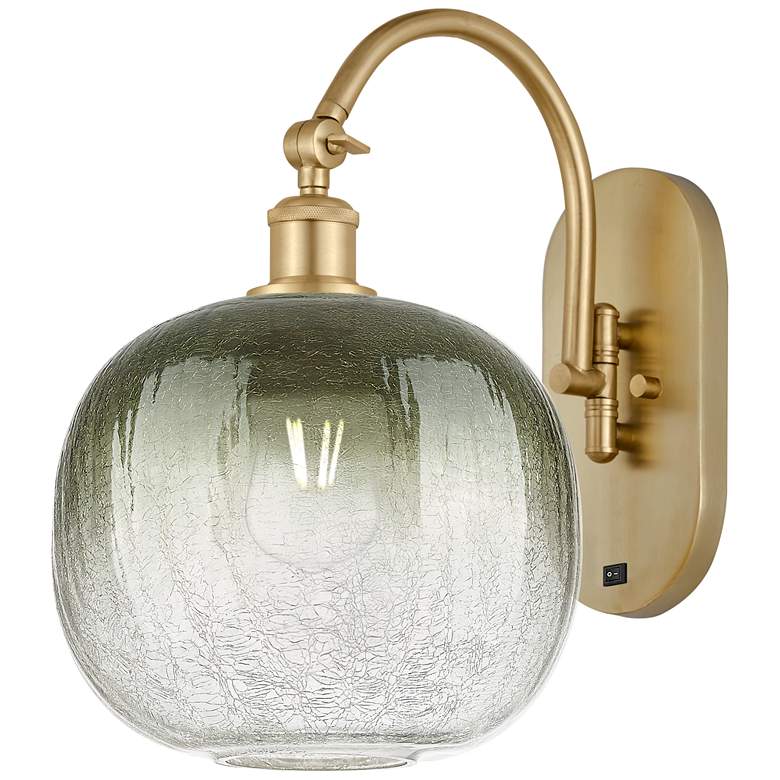 Image 1 Brookhaven Sphere 16" High Satin Gold Swiveling Sconce with Slate Shade