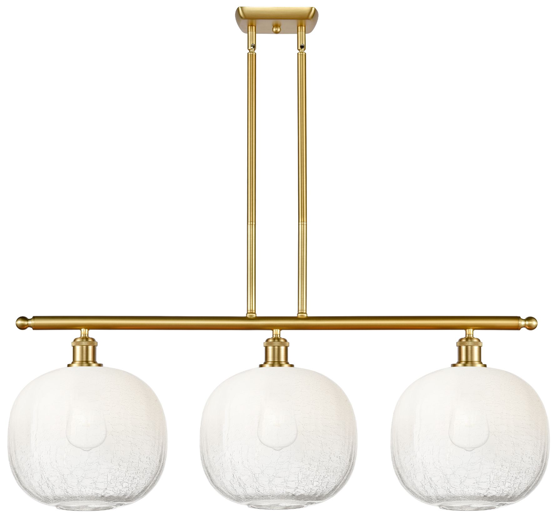 Brookhaven Sphere 37" Wide 3-Light Satin Gold Island Light with Opal S