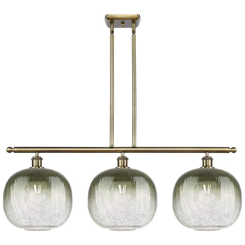 Image 1 Brookhaven Sphere 37"W 3-Light Antique Brass Island Light w/ Slate Shade