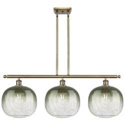 Brookhaven Sphere 37"W 3-Light Antique Brass Island Light w/ Slate Shade