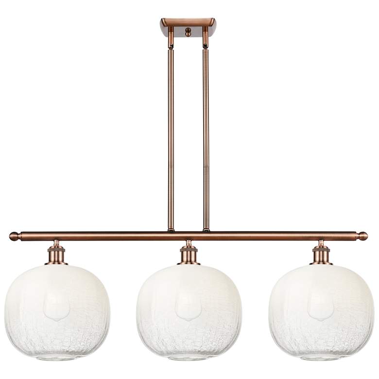 Image 1 Brookhaven Sphere 37"W 3-Light Antique Copper Island Light w/ Opal Shade