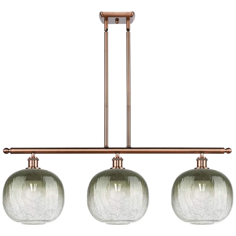 Image 1 Brookhaven Sphere 37"W 3-Light Antique Copper Island Light w/ Slate Shade