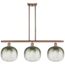 Brookhaven Sphere 37"W 3-Light Antique Copper Island Light w/ Slate Shade
