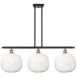 Brookhaven Sphere 37"W 3-Light Black Brass Island Light w/ Opal Shade