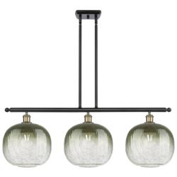 Brookhaven Sphere 37"W 3-Light Black Brass Island Light w/ Slate Shade